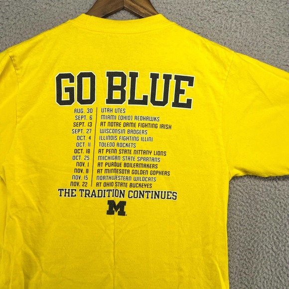 Adidas Michigan Wolverines Shirt Men's Small Yellow Football Double Sided 2008 - Picture 8 of 9